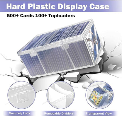 Trading Card Storage Box with 2 Dividers, Toploads Storage Box Plastic Baseball - Image 4