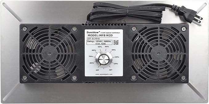 Durablow 220 CFM Air-Out Stainless Steel Crawl Space Vent Fan, Dual Fans by Durablow