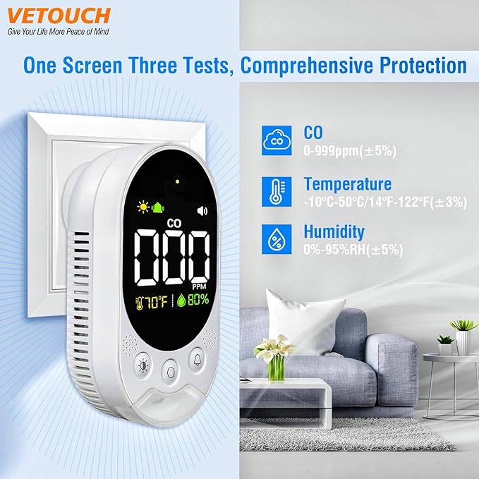 Portable Carbon Monoxide Detector Plug, Upgraded Version Configure Emergency - Image 3