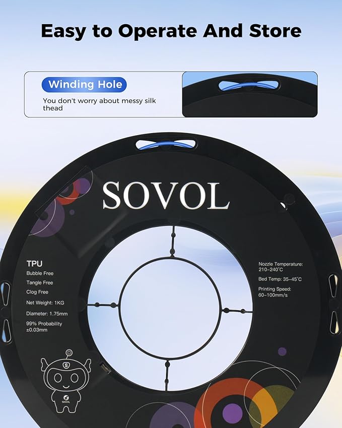 Sovol TPU Filament 1.75mm, 95A Soft TPU Flexible 3D Printer Filament - Image 6