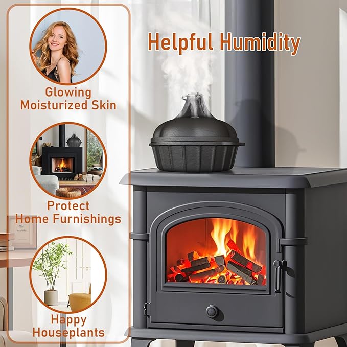 Wood Stove Steamer & Woodstove Steamer Stove Humidifier Cast Iron, 2.3 Quart - Image 8