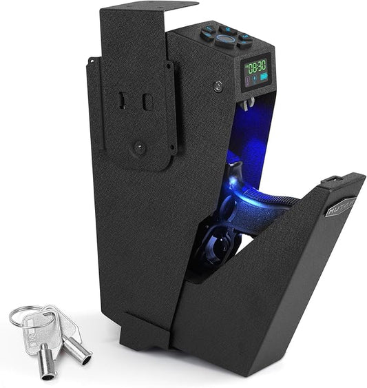 Gun Safe for Handgun, Drop Down Biometric Pistol Safe, 3 Ways Quick Access by Mutak