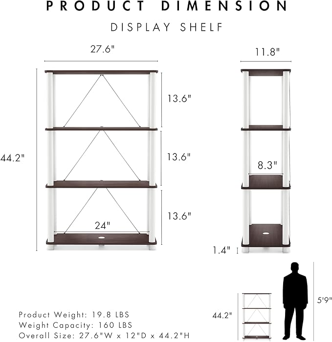 Homes: Inside + Out Apexa Modern 4-Tier Wide Shelving Units, Collectibles - Image 3