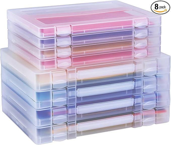 8 Pack Paper Storage Boxes, 8.5 x 11 Plastic Portable Project Case by Mickiewicz