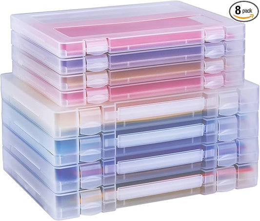 8 Pack Paper Storage Boxes, 8.5 x 11 Plastic Portable Project Case by Mickiewicz