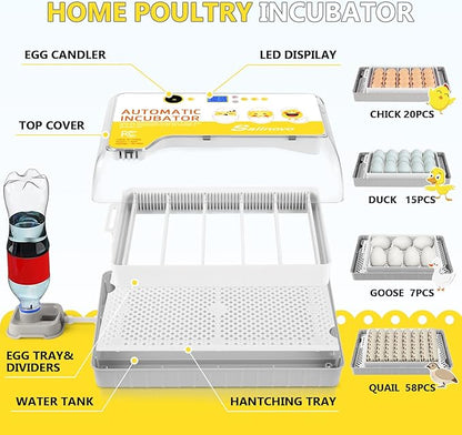 Sailnovo Egg Incubator, 20-60 Eggs Fully Automatic Poultry Hatcher Machine - Image 7