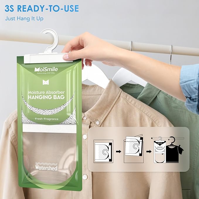 Moisture Absorbers 10 Pack Fresh Fragrance, Hanging Closet Dehumidifier Bags - Image 7