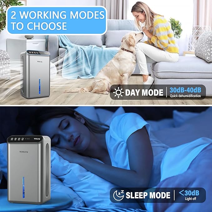 Dehumidifier for Basement Quiet Dehumidifiers for Home, Auto Shut-Off, Sleep - Image 4