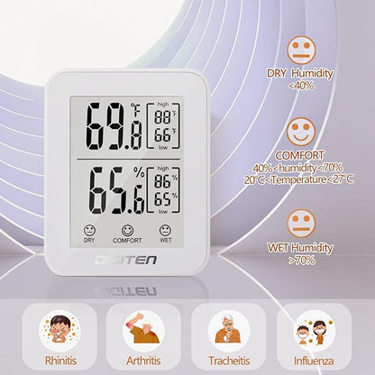 DIGITEN Digital Hygrometer Indoor Thermometer Humidity Meter Rare 360° HD E-Ink - Image 2