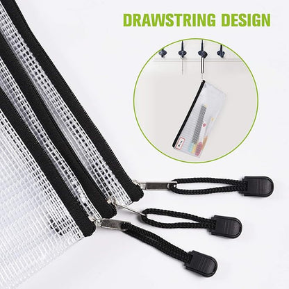 Plastic Mesh Zipper Pencil Pouches, A6 Size Zipper Documents Pouch Document - Image 6
