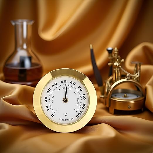 Gold Upgraded Hygrometer Humidity Meter Mini 38mm Round Glass Analog Hygrometer - Image 9
