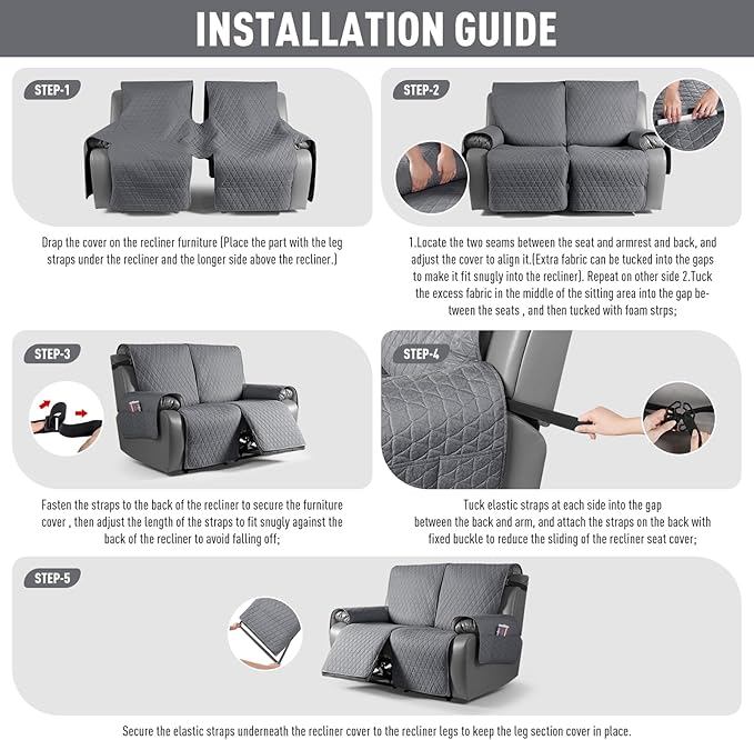 TAOCOCO 100% Waterproof Recliner Cover, Non-Slip Washable Reclining Couch Cover - Image 7