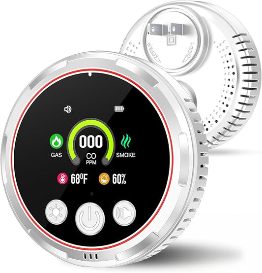 5 in 1 Smoke Detector Carbon Monoxide Detectors Plug in, Natural Gas Leak by Doverc