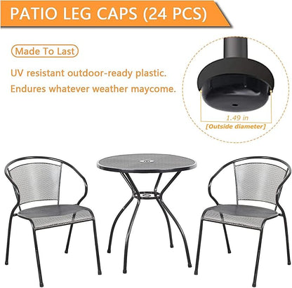 1-1/2 inch Wrought Iron Patio Furniture Feet Caps, 24 Packs Round Plastic - Image 4
