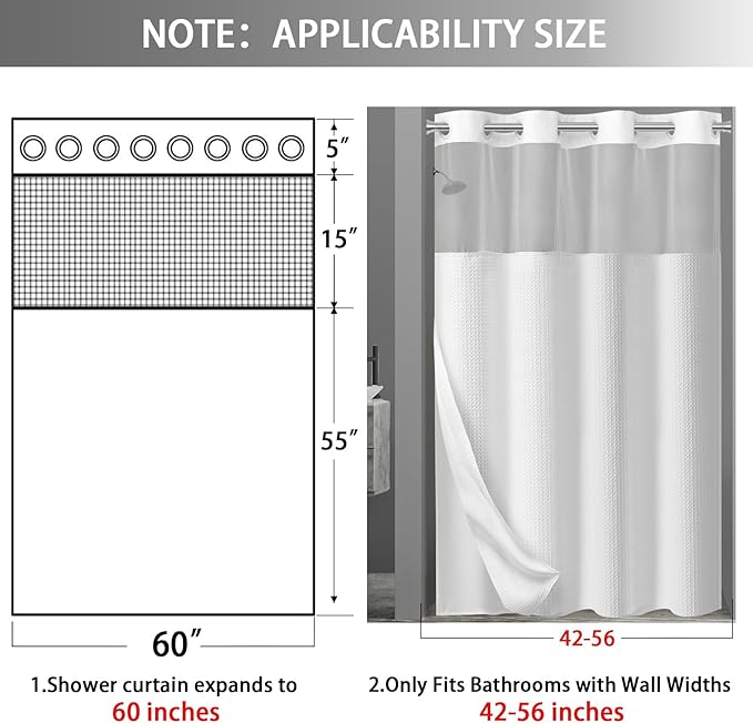 No Hook Shower Curtain and Liner Set - Image 6