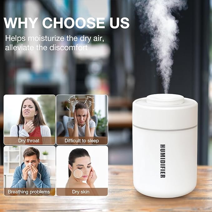 Portable Mini Humidifier, 180ml USB Cool Mist Small Humidifiers - Image 6