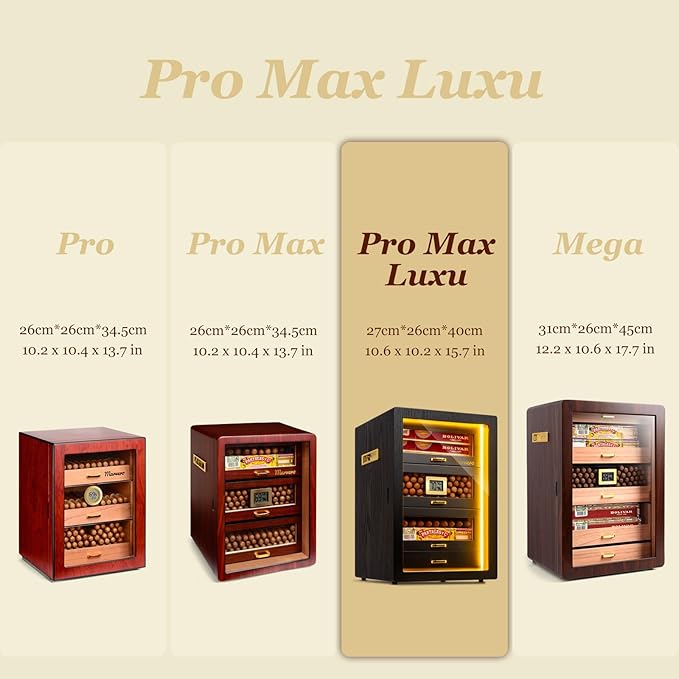 Cigar Humidor, Desktop Humidor Cabinet Triple-Sided Light - Image 3