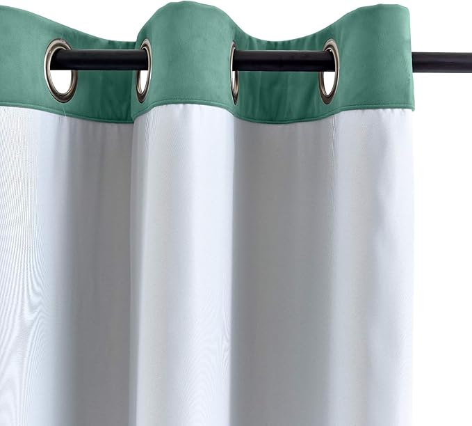ChadMade Extra Long Blackout Lined Premium Velvet Curtain Teal 72Wx120L Inch - Image 3