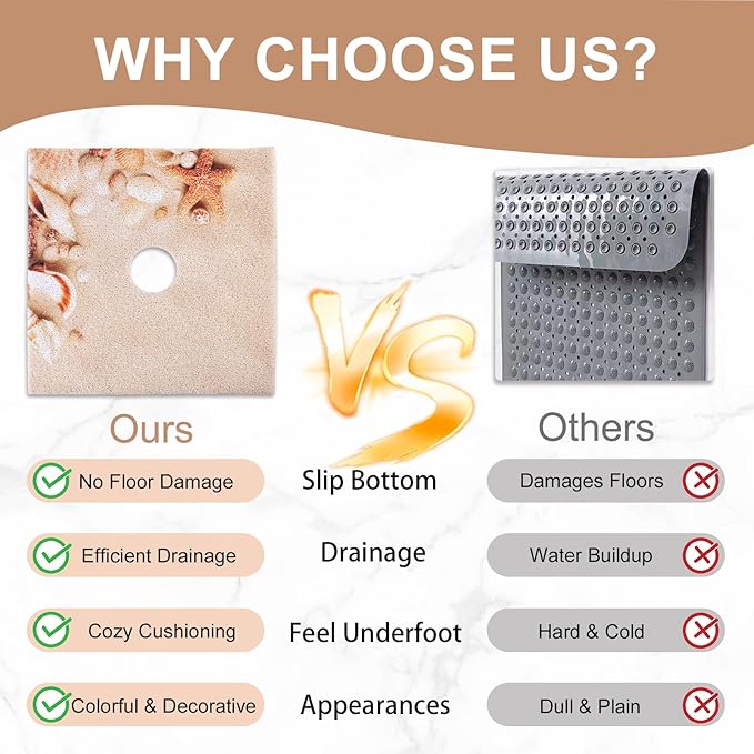 Square Shower Mat Non Slip: 32x32 Inch Extra Large Shower Mats - Image 3