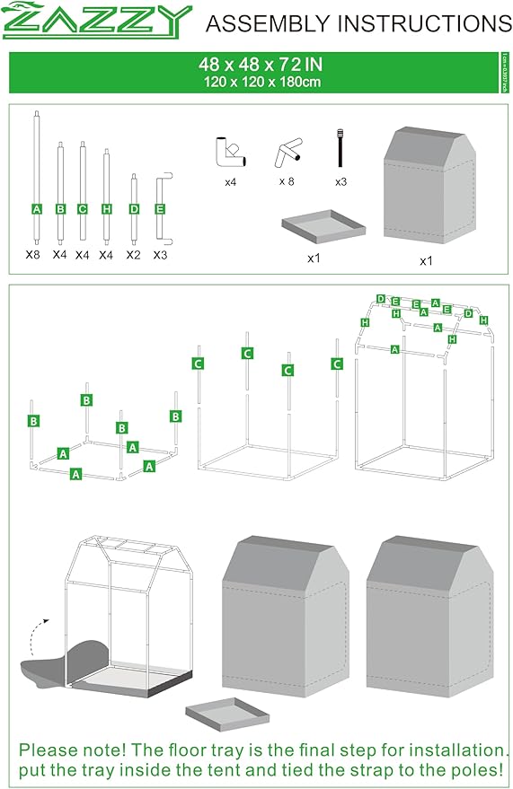 zazzy Grow Tent 48"x48"x72" Roof Cube Plant Grow Tents - Image 8
