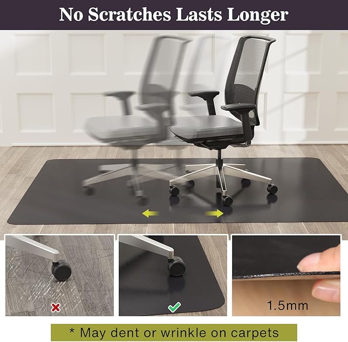4'×6' Black Floor Protector for Home, Waterproof Stain-Resistant Vinyl Area Rug - Image 4
