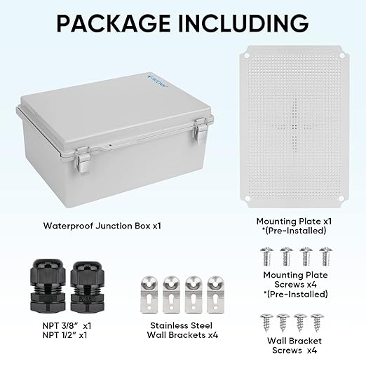 TICONN Outdoor Electrical Box Waterproof, Junction Box IP67 ABS Plastic - Image 6