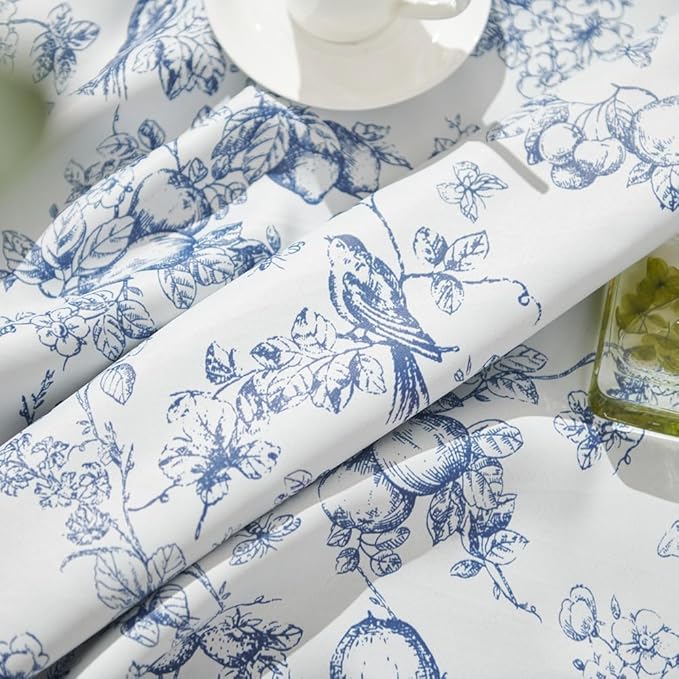 jinchan 95% Blackout Floral Curtains 84 Inches Long, Printed Flower Blue - Image 4