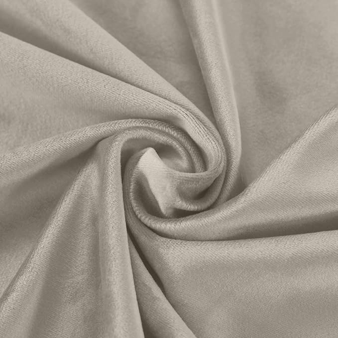 ChadMade Blackout Lined Premium Velvet Curtain Gray Beige 50Wx96L Inch - Image 6
