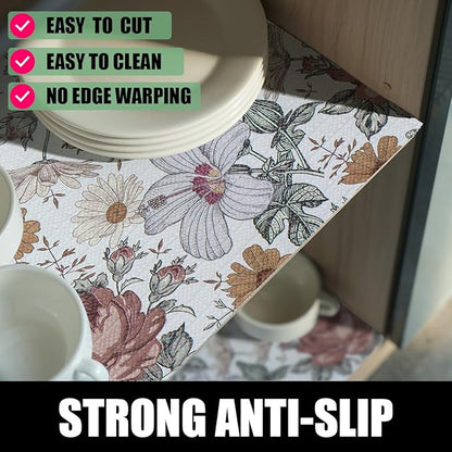 Floral Drawer Shelf Liners, 24IN x 10FT Non Adhesive and Strong Non-Slip - Image 2