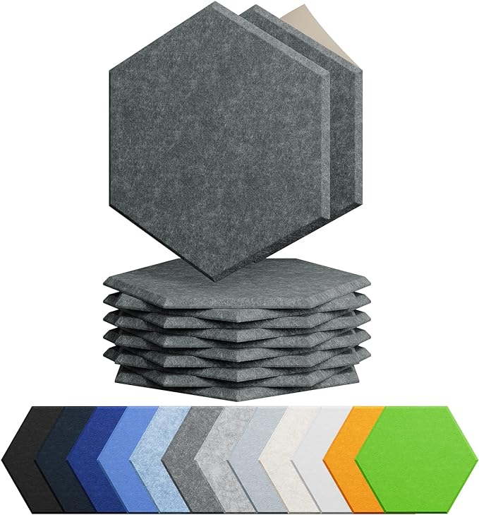 12 Pack Acoustic Panels Self Adhesive Sound Proof Foam, High Density Sound by Amantech