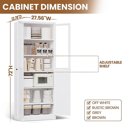 Metal Pantry Cabinet with Doors and 5 Adjustable Shelves, Assembly Required - Image 2