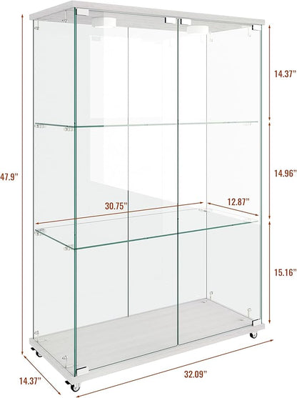Yoluckea 3-Shelf Glass Display Cabinet - Image 2