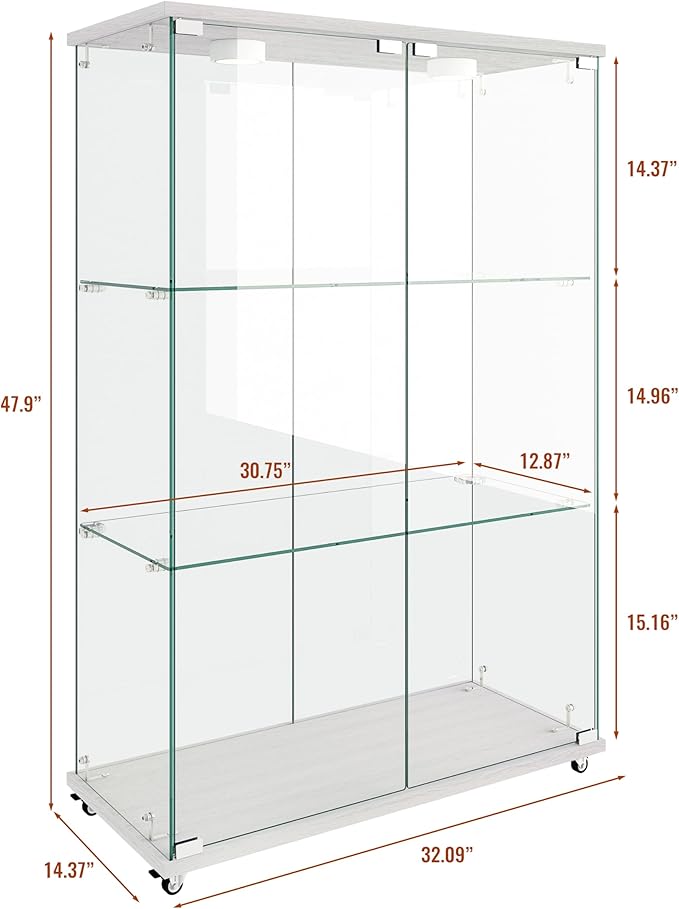 Yoluckea 3-Tier Glass Display Cabinet - Image 2