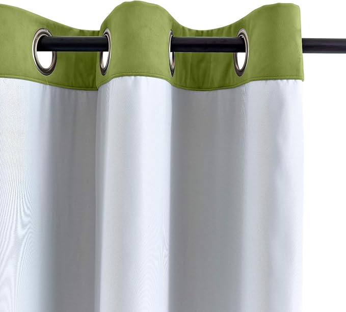 ChadMade Blackout Lined Premium Velvet Curtain Green 72Wx102L Inch, Eyelet - Image 3