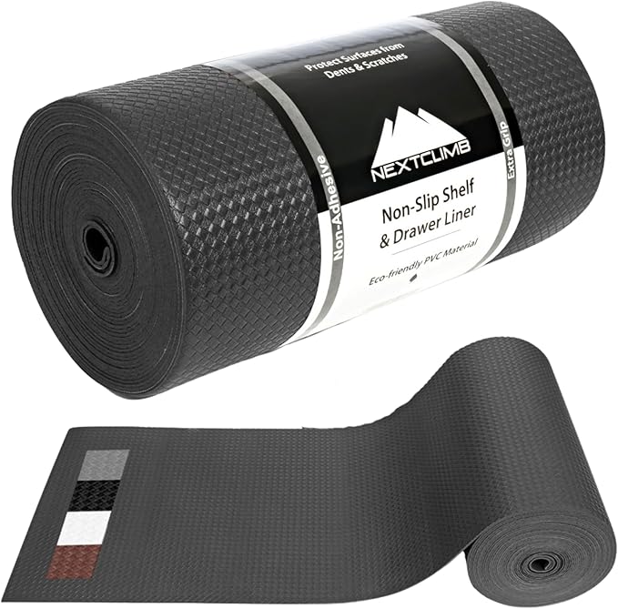 Shelf Liner, Drawer Liner & Kitchen Cabinet Liner – Thick Waterproof Rubber by NextClimb