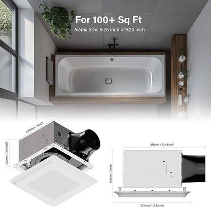 2 In 1 Bath Fan With LED Light, 25W Ceiling Mount Ventilation Fan and Light - Image 2