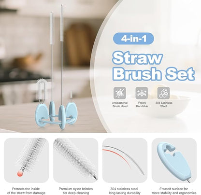 YOTIME Standing Straw Cleaner Brush Set, 4in1 Reusable Straw Brushes - Image 3