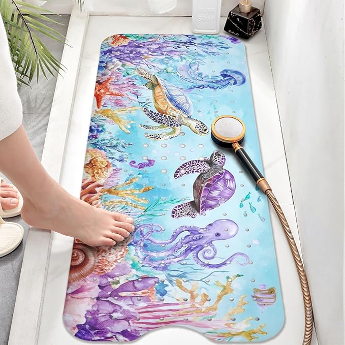 Ocean Animals Bathtub Mat Non Slip, Sea Turtle Baby Bath Mat - Image 2