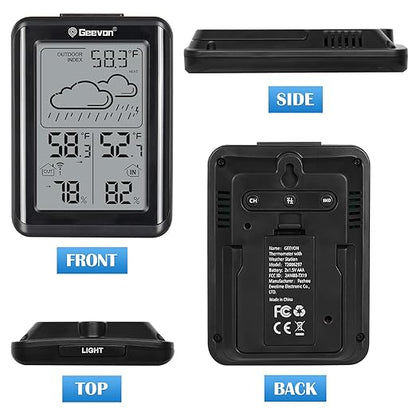Geevon Indoor Outdoor Thermometer Wireless 200ft/60m, Digital Temperature - Image 8