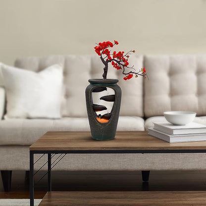 20Inch Tabletop Decorative Flower Vase Style Bonsai Waterfall Fountain - Image 4