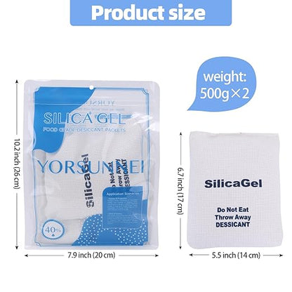 2 x 500 Gram Large Silica Gel Packets, Rechargeable Silica Desiccant Packs - Image 3