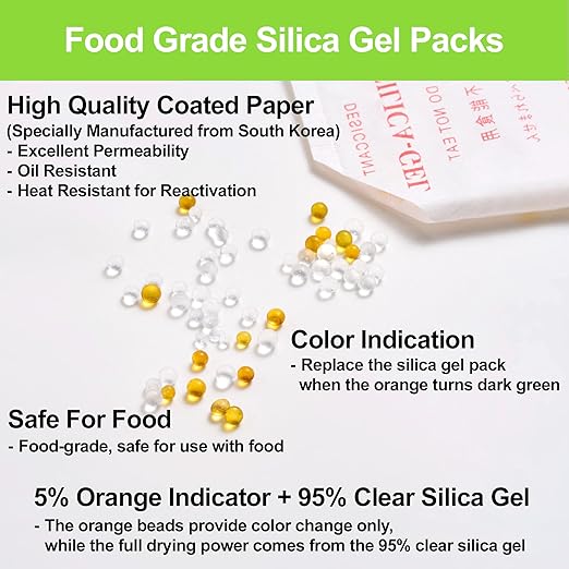 100-Pack 5g Silica Gel Packets – Premium Food Grade Rechargeable Desiccant - Image 2