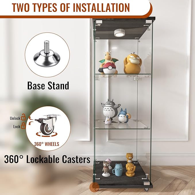 Yoluckea 3-Tier Glass Display Cabinet - Image 5