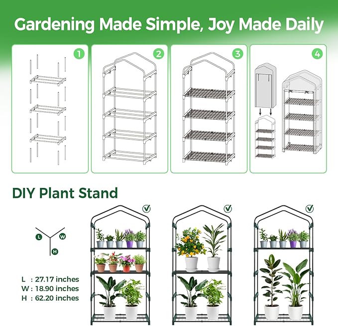 Ohuhu Mini Greenhouse for Indoor Outdoor, Small Plastic Plant Green House - Image 8