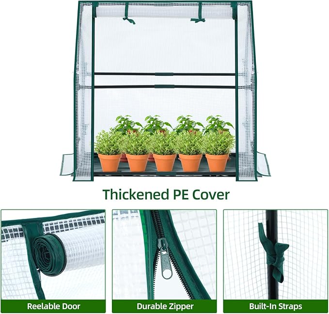 Mini Greenhouse for Indoor Outdoor: Ohuhu Tabletop Portable Green House - Image 3