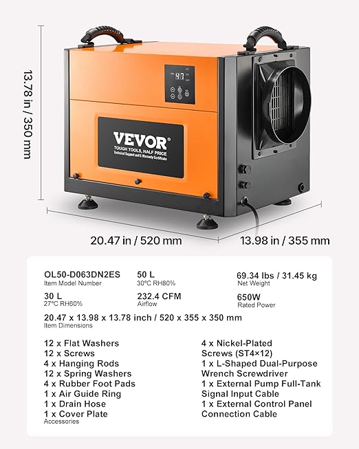 VEVOR 125 Pints Commercial Dehumidifier - Image 7