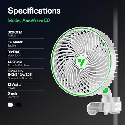 VIVOSUN 2-Pack AeroWave E6 Grow Tent Fan 6”, EC Motor, Smart Wifi Control - Image 9