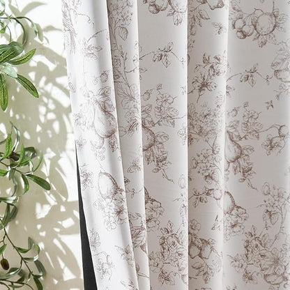 jinchan Pinch Pleated 95% Blackout Floral Curtains, Taupe 84 Inch, Room - Image 3