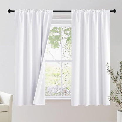 NICETOWN Bedroom 100% Blackout Curtains, 2 Panels, 42 by 63, Snow White by NICETOWN