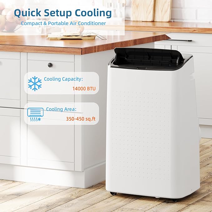 14, 000 BTU Portable Air Conditioner – 4-in-1 Cooling, Dehumidifier, Fan & - Image 4